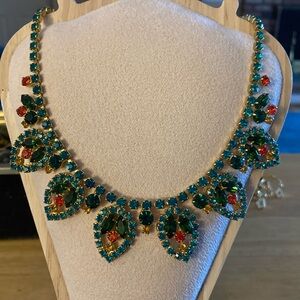 Elegant Green and Red Gemstone Necklace